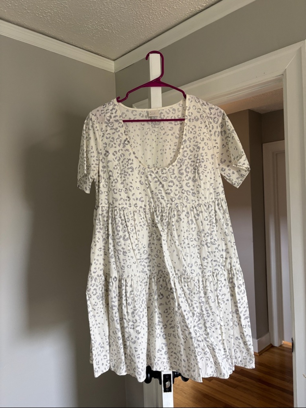 a new day White Mini Dress with Light Grey Leopard Print